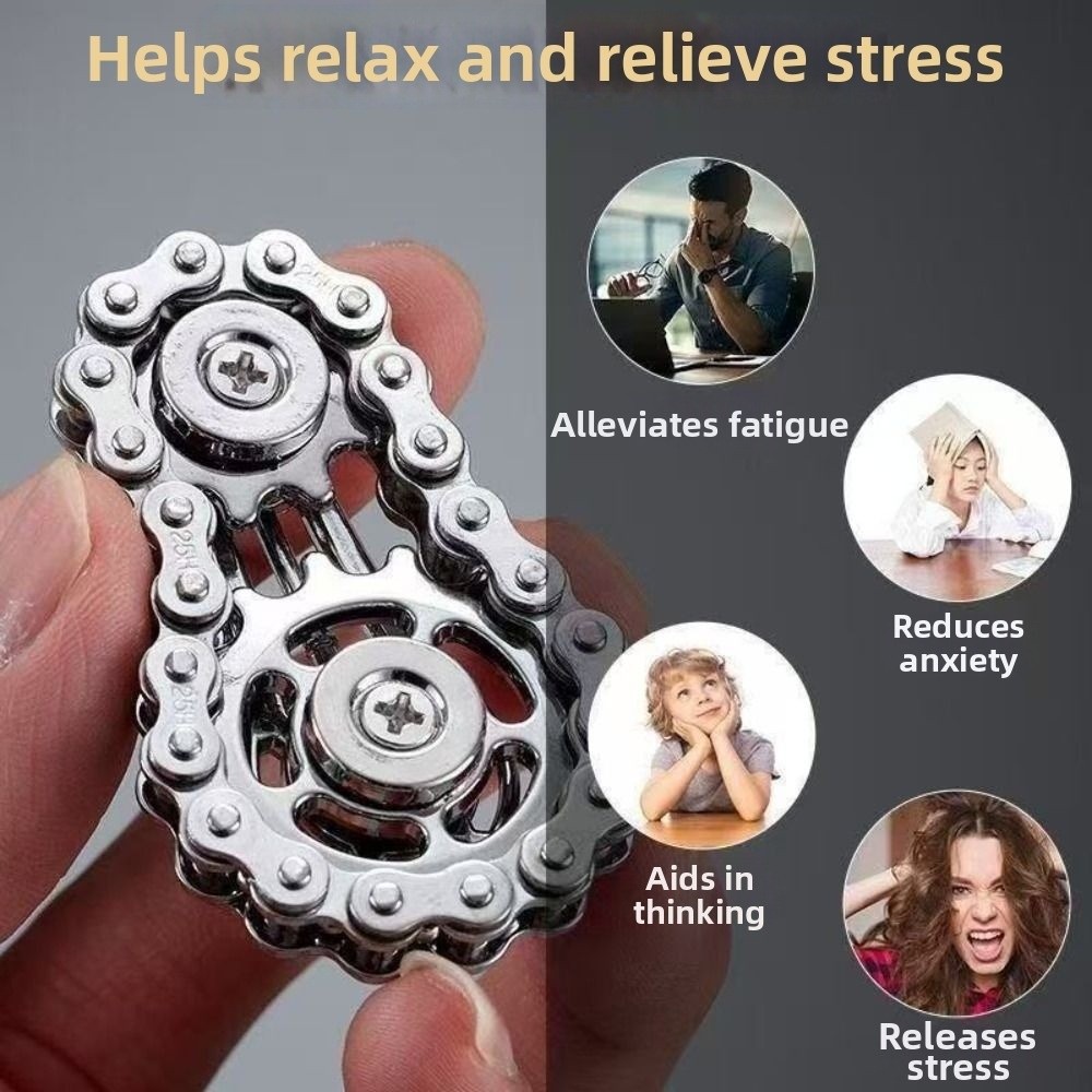 Gift Creative Flywheel Fidget Spinner Metal DIY Bike Chains Spinner Durable Novelty Wheel Gear Chain Gyroscope Anxiety Relief