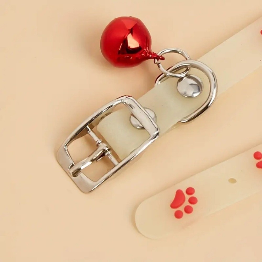 Cute Adjustable Cat Collar Claw Printed Anti-Loss Pet Luminous Collar Silicone Glow In The Dark Dog Collar Small Dogs