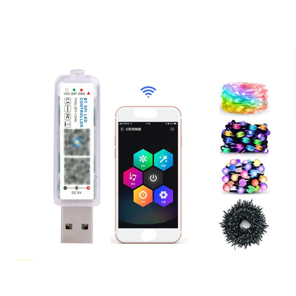 High Quality 5V Led Music Controller Adjust Brightness Comes with MIC pickup Bluetooth APP Controller Mini Addressable RGB Light Controler for Christmas Light String