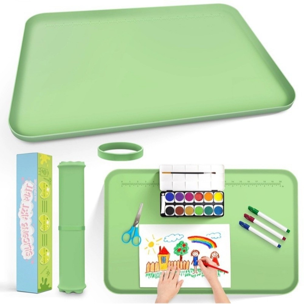 Portable Silicone Painting Mat Non-Slip Leak-Proof DIY Craft Tray Reusable Washable Graffiti Clay Art Pad For Crafts Drawing Clay