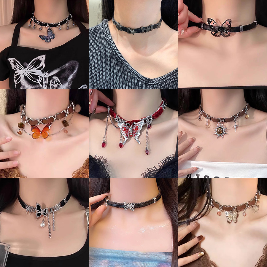 【New Arrivals】Choker Black Leather Necklace Female Niche Design High-grade Sense Collar Simple Elegant All-match Collar Chain Necklace