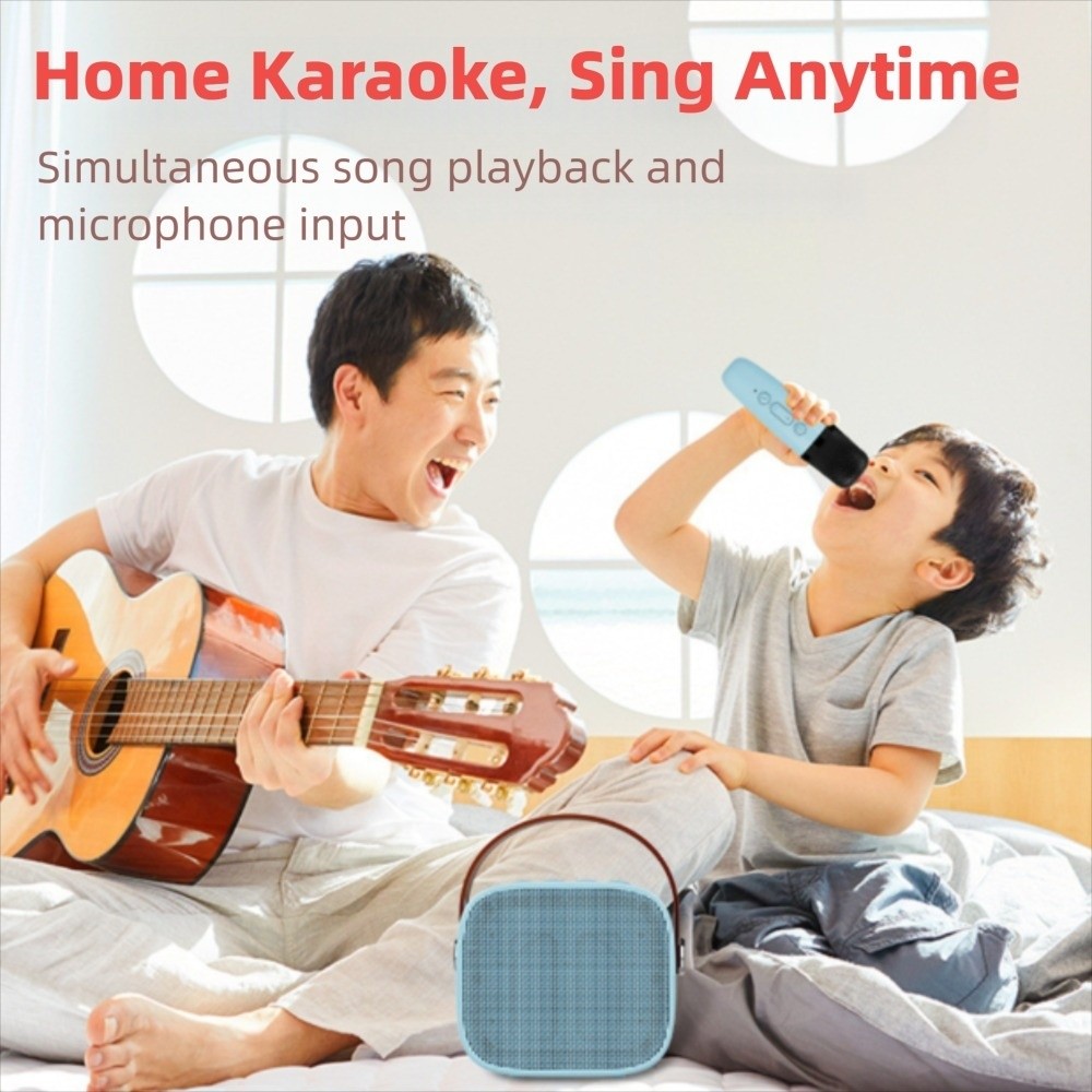 Multifunction Portable Mini Bluetooth Speaker Stereo Surround Karaoke Machine Wireless Dual Microphones K Song Subwoofer 3DStereo Amplifier Family