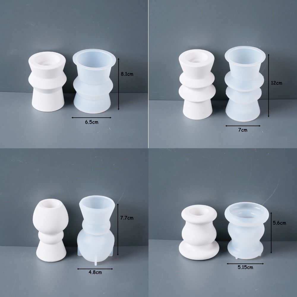Tealight Base Silicone Candle Holder Mold Minimalist Design Concrete Texture Roman Column Mold Geometric Design Round Shape Resin Mold Candle Making