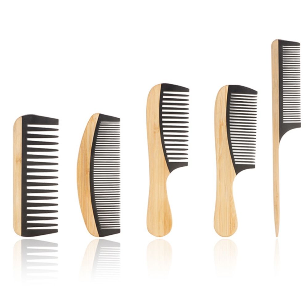 Beauty Tool Eco-friendly Bamboo Wood Hair Comb Anti-Static Anti Tangling Wide Tooth Hair Comb Hairdressing Portable Smooth Comb for Gift
