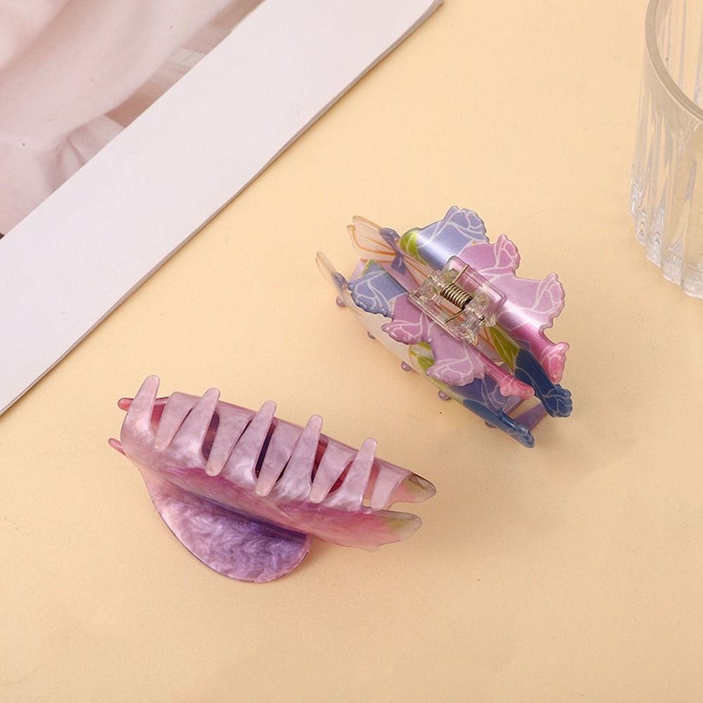 Elegant Sweet Astronaut Shark Clip Candy Color Large Grab Clip Rose Headwear Flower Hair Clip Plastic Hair Claw Female Hair Accessories