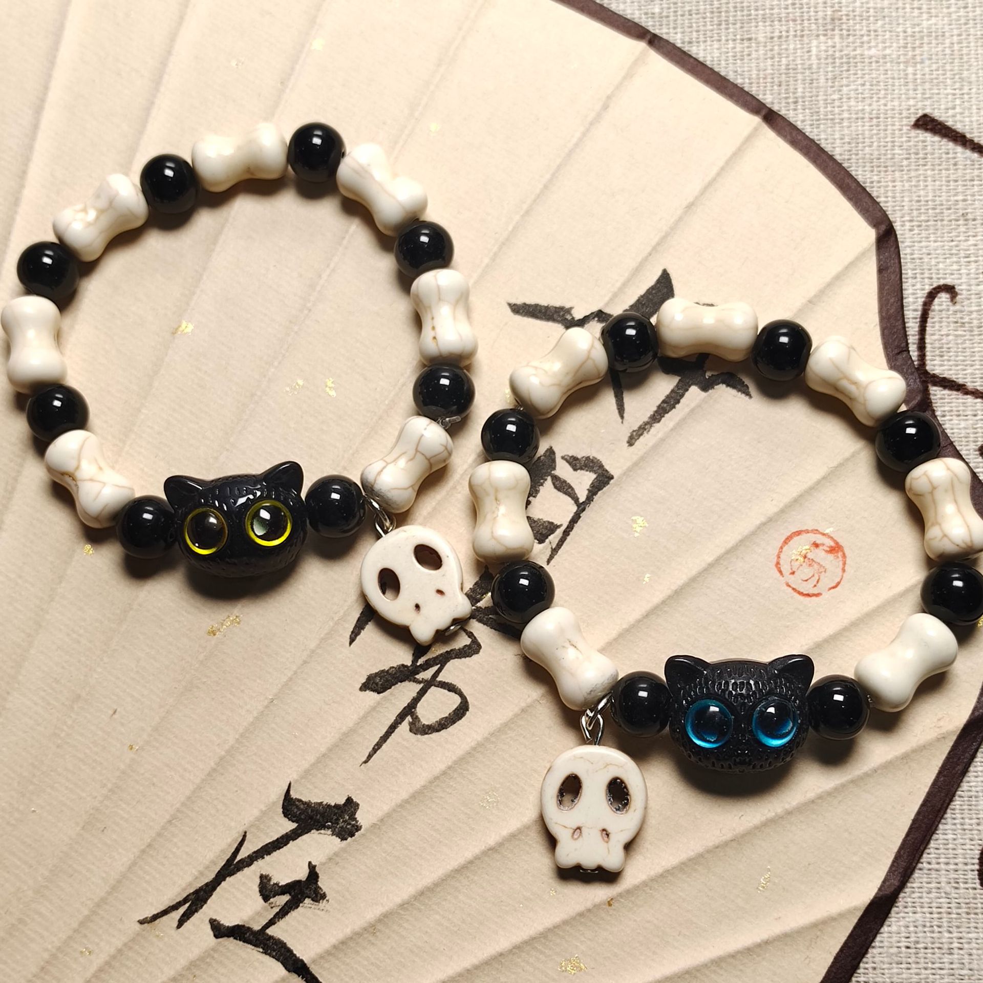【Prices are low- Now don't New Black Sesame Little Meow Bracelet Women's Ins Niche Skull Sweet Cool Cute All-match Bracelet
