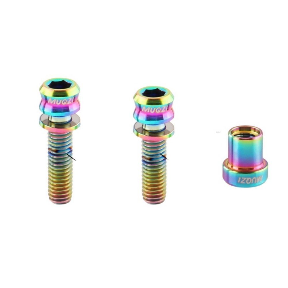 Carbon Fiber Riser Aluminum Alloy Bicycle Stem Fixing Nut M5x19mm Fixing Bolts Bike Handlebar Stem Lock Bolt Ti Bolts M5*17mm Bike Lock Screw Fastener Road Bicycle