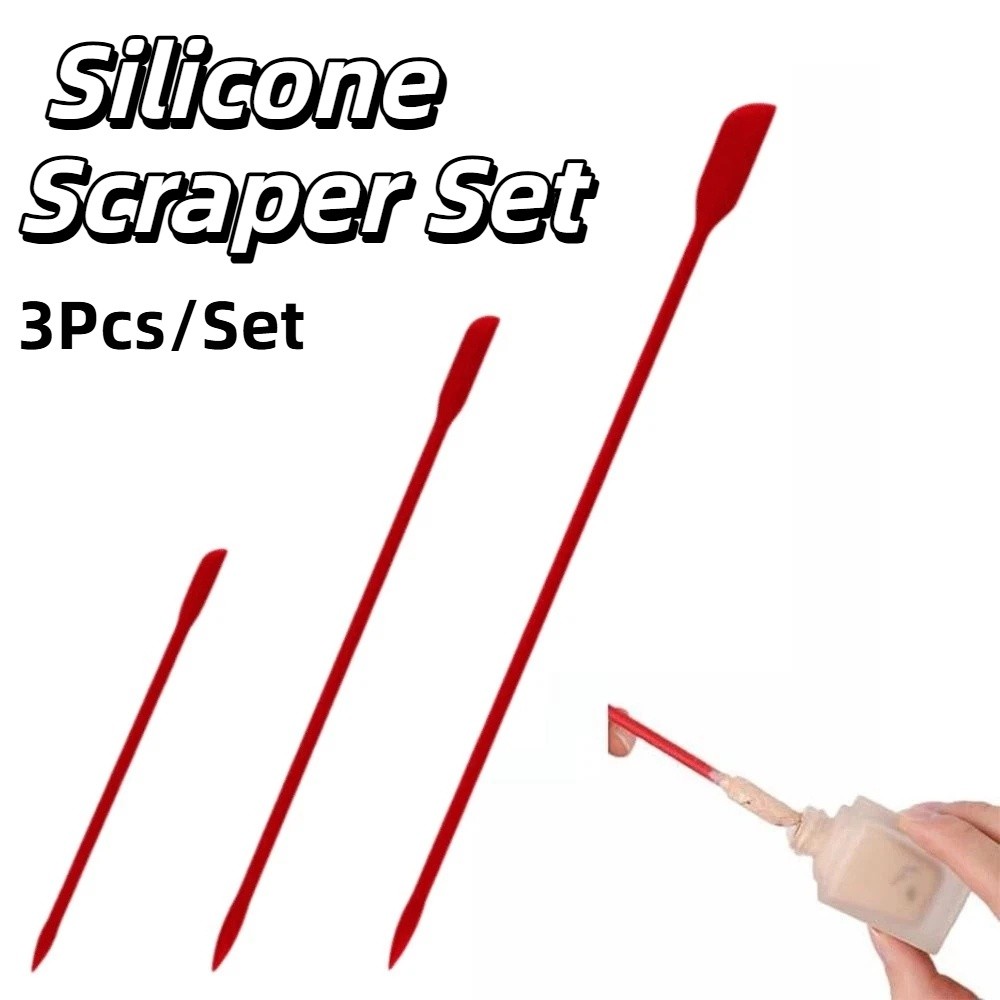 3Pcs/Set Multi-Purpose Multiple Sizes Mini Silicone Spatula Set Soft Heat Resistant Silicone Spatula Tool Non-Stick Long Handle Mini Scraper Tool Cooking Baking