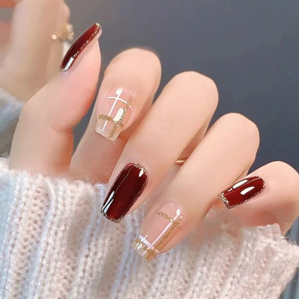 24Pcs Pink Girl Crystal Fake Nails with Glue DIY Art Design False Nails Wearable Artificial Nails New 2025