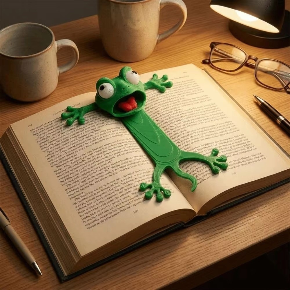 1/2Pcs Creative Funny Frog Shape 3D Frog Bookmark Lightweight Portable Durable Structure Cartoon Page Marker Vivid Stereo Effect Unique Novelty Style Stereo Book Clip Book Lover Collection