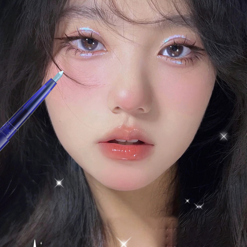 Wenefang Fashion Colorful Diamond Gel Eyeliner Purple Green Chameleon Glitter Eyeshadow Stick Long-lasting Waterproof Ultra-flash Silkworm Pencil