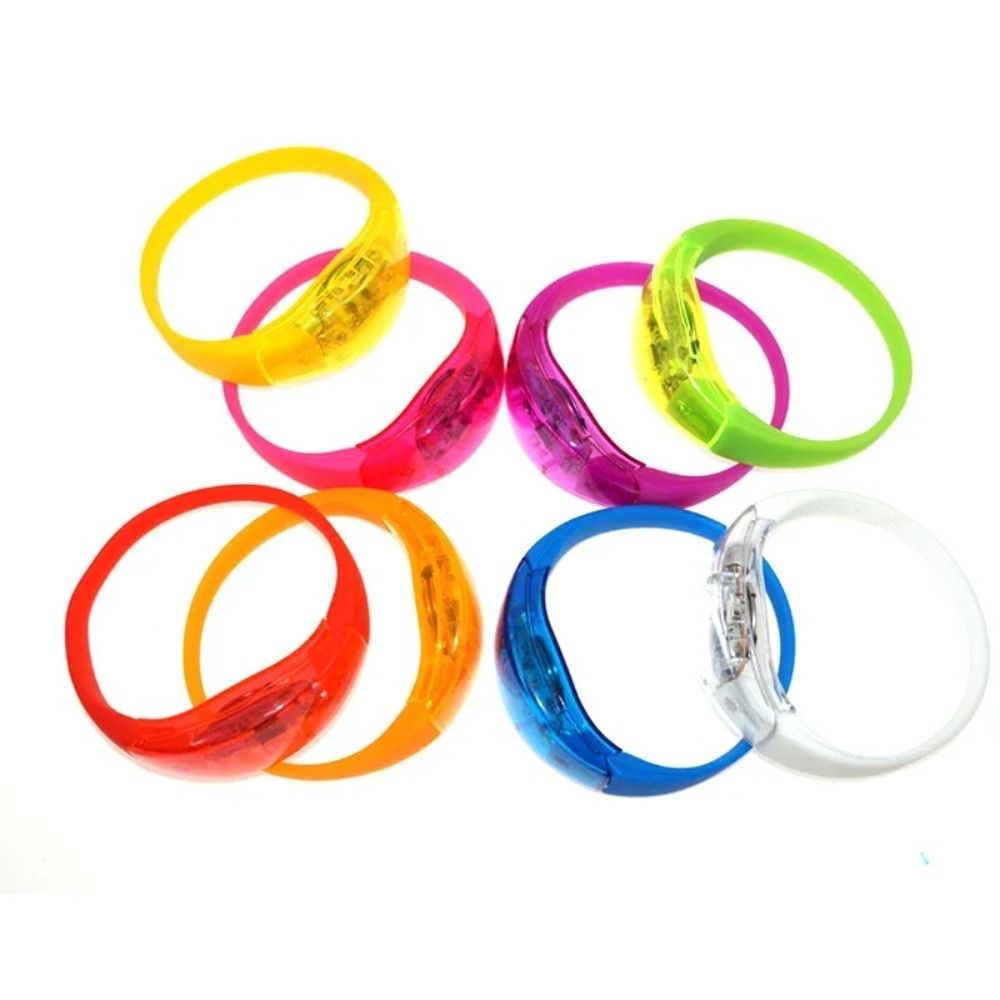 Safe Electronic Voice Control Glow Bracelets Silicone Bangle Night Light Led Wristband Toys Sound Activated Long Time Flashing Wristbands Party Bar