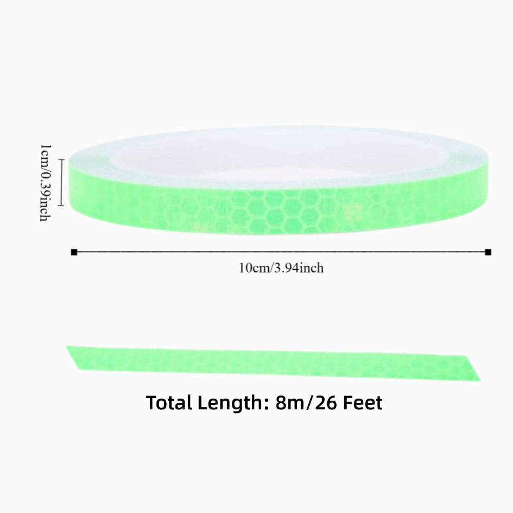 5PCS Durable 0.4In x 26 Feet Bike Reflective Sticker Waterproof High Viscosity BicycleReflective Tape Hexagonal Pattern Bicycle Luminous Strip Bicycle Accessories