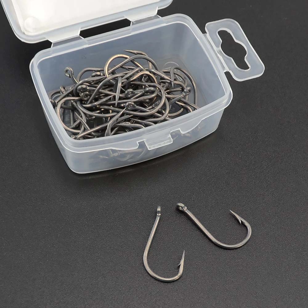 Seawater Fishing 50pcs Coating Stainless Steel Fishing Tool Accessorie Barbed Single HooK Carp Fishing Hooks Barbed Fish Hook Micro High Carbon