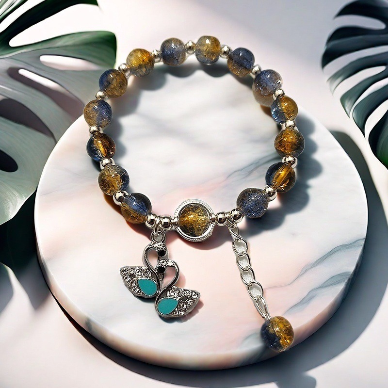 【New Arrivals】French Style Romantic Love Swan Bracelet Women's Niche Light Luxury Ins High-end Colored Glaze Bracelet for Students