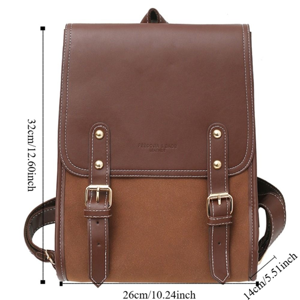 Portable PU Laptop School Bag Solid Color Waterproof Large Capacity Backpack Simple Daypack College Students Backpack Men Women