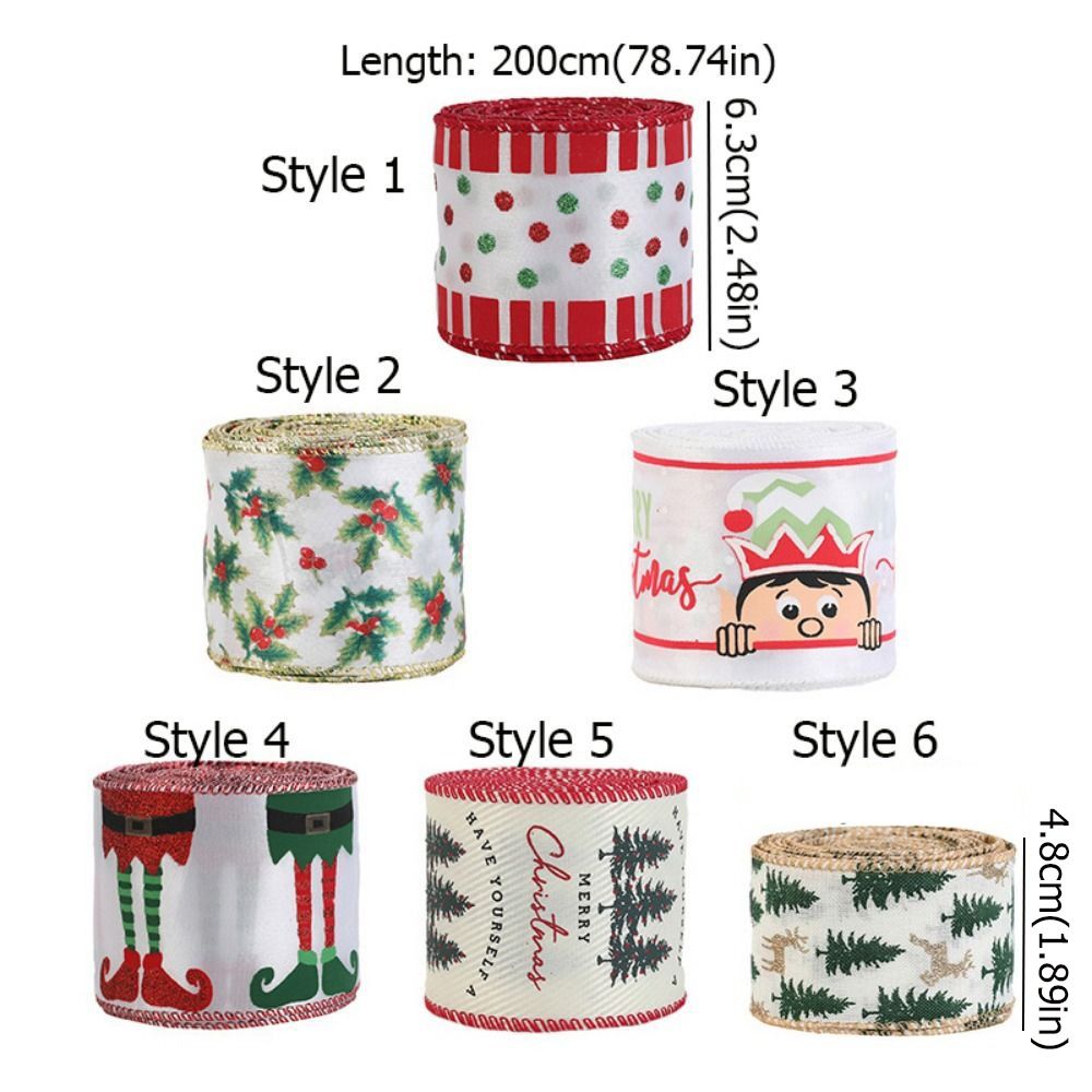Cute Cartoon Christmas Ribbons Christmas Tree Deer Pattern DIY Wreath Bows Ribbons 2M/Roll Decorative Gift Packing Ribbons New Year