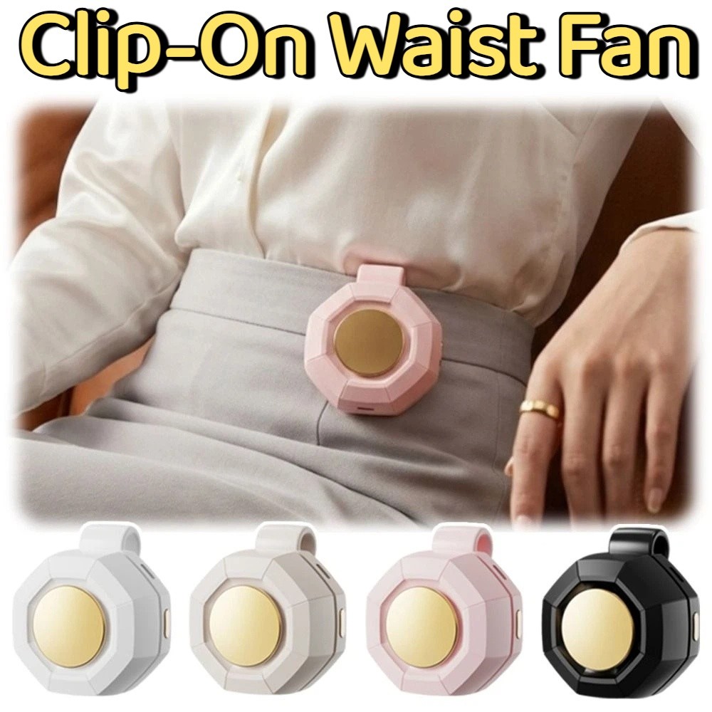 Multi-functional 3 Speeds Clip-On Waist Fan Wearable Mute Hanging Waist Fan Rechargeable Portable Mini Electric Fans Outdoor Work