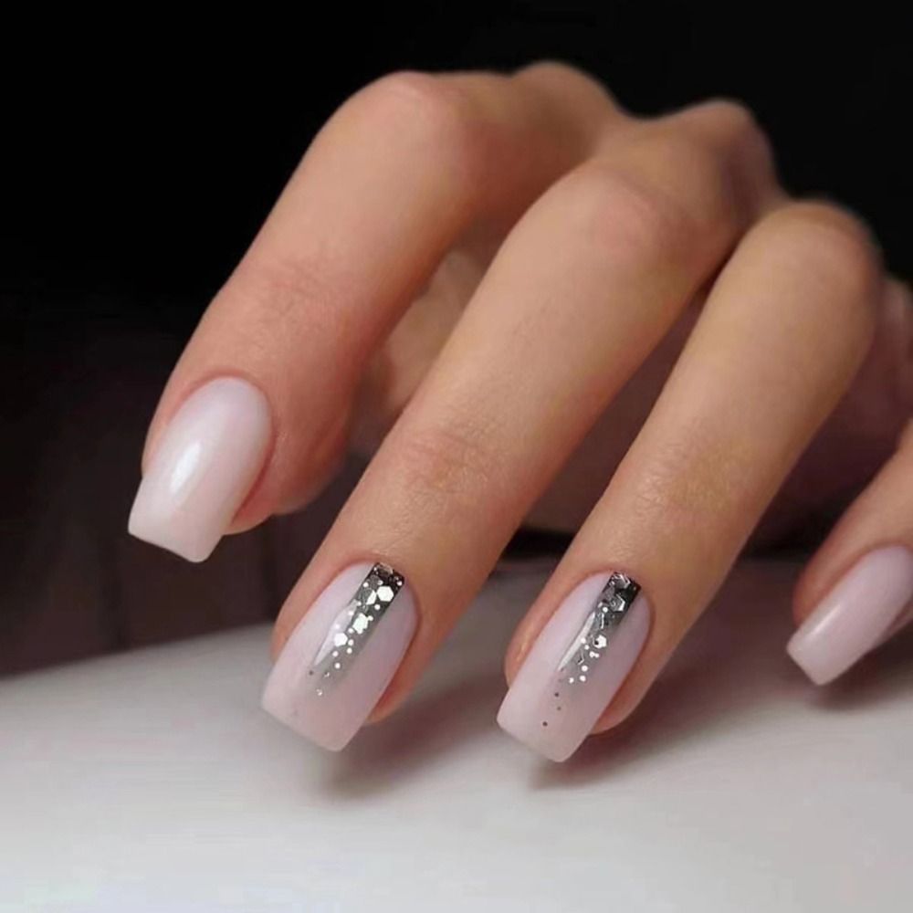24pcs Manicure Leopard Foil DIY Press on Nails French Long Square False Nails Gradient