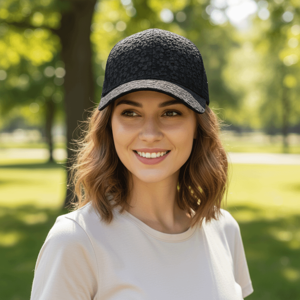 New Breathable Floral Printed Baseball Cap Adjustable Curved Brim Mesh Sun Hat Solid Color Cloth Snapback Cap Female Use