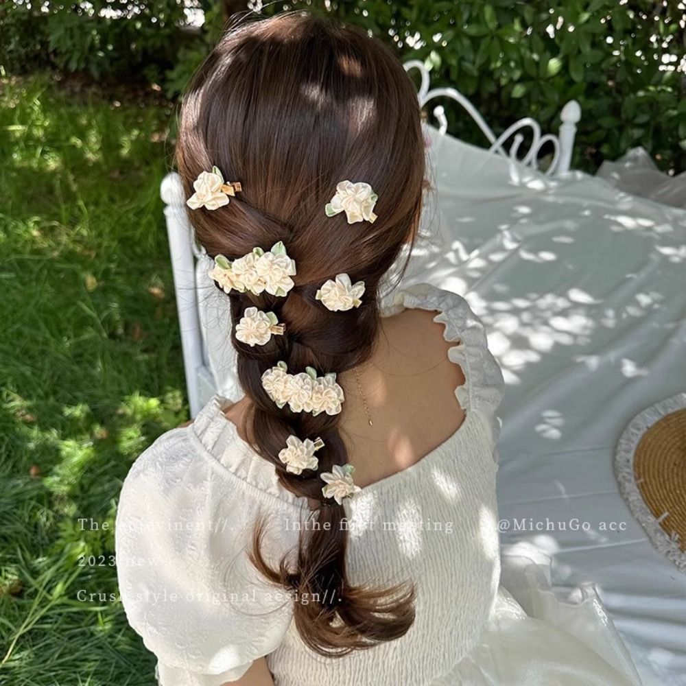 Cute Cloth Orchid Flower Hair Clip Mini Senior Fairy Duckbill Clip Headwear Bangs Clip Summer