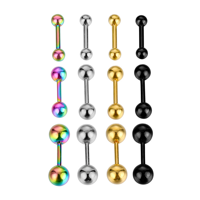 【New arrival】New stainless steel barbell earrings double head twist ball earrings popular puncture jewelry men's and women's ear bone nails