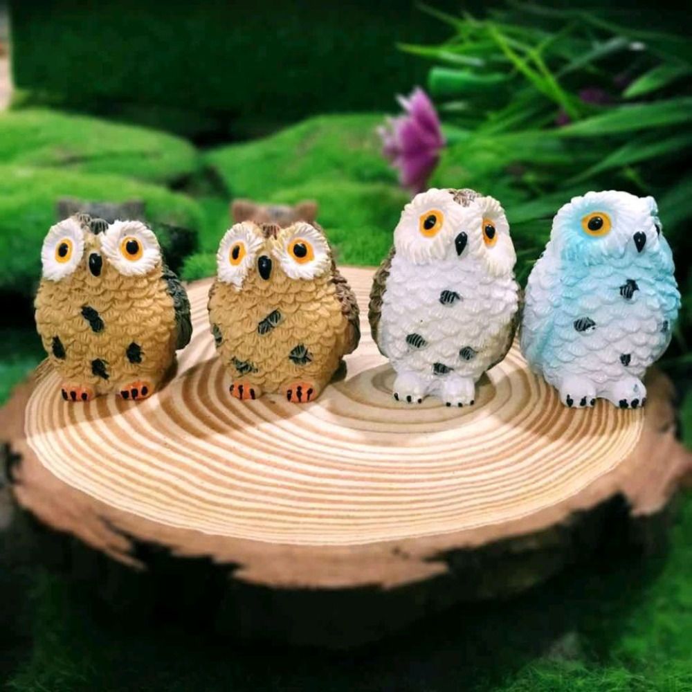 Multipurpose Safety Outdoor Courtyard Easy Use Micro Landscape Bare-footed Miniatures Figurine Resin Crafts Mini Owl Owl Ornaments