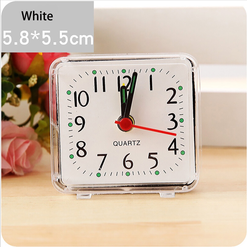 Table clock Square Small Bed Compact Travel Quartz Beep Alarm Clock Silent Non-Ticking Cute Portable Student desk clock