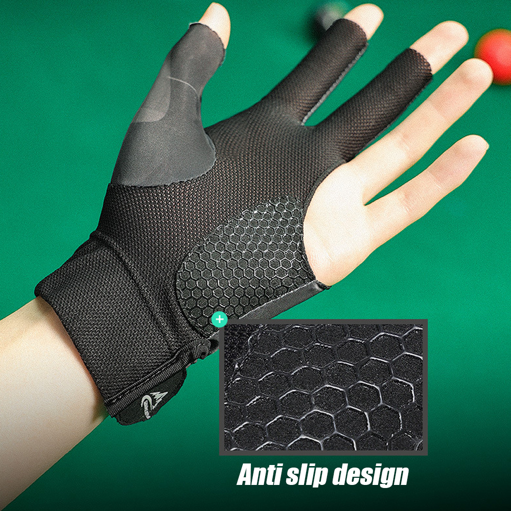 Wenefang Fashion 1Pcs 3 Fingers Pool Gloves Elastic Billiards Right or Left Hand for Women Men Billiard Shooters Sports Accessories Wrist Support