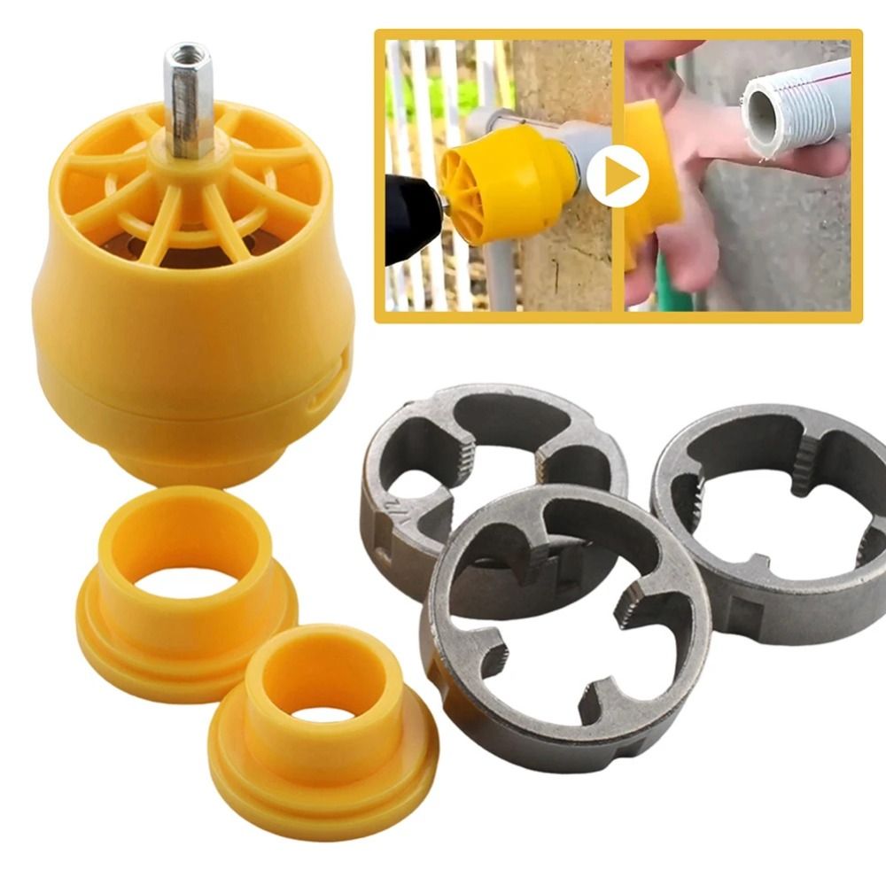 Portable Double Heads PPR Water Pipe Inner Hole Drill Threading Plumbing Water Pipe Threading Device Wear-resisting High Hardness Pipe Threader Tap Electric Drill Thread Maker Tool