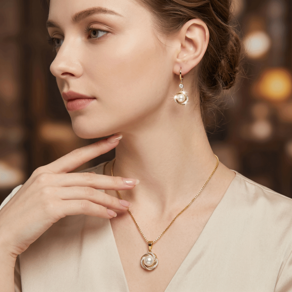 Gifts Versatile Jewelry Sets Dainty Elegant Imitation Jewelry Sets Trendy Shining Necklace Earrings Sets Evening