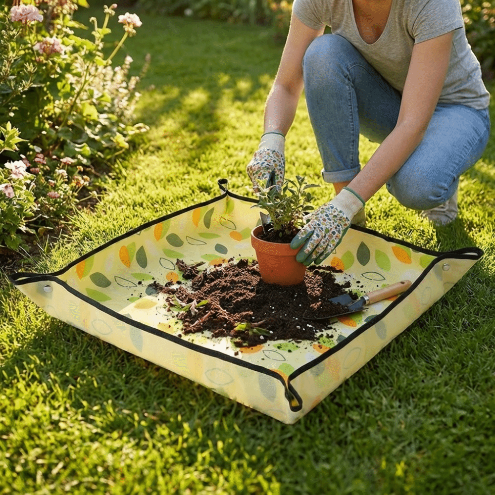 Reusable Thickened Planting Mat Waterproof Oxford Cloth Gardening Mat Foldable Portable Soil Mixing Mat Green