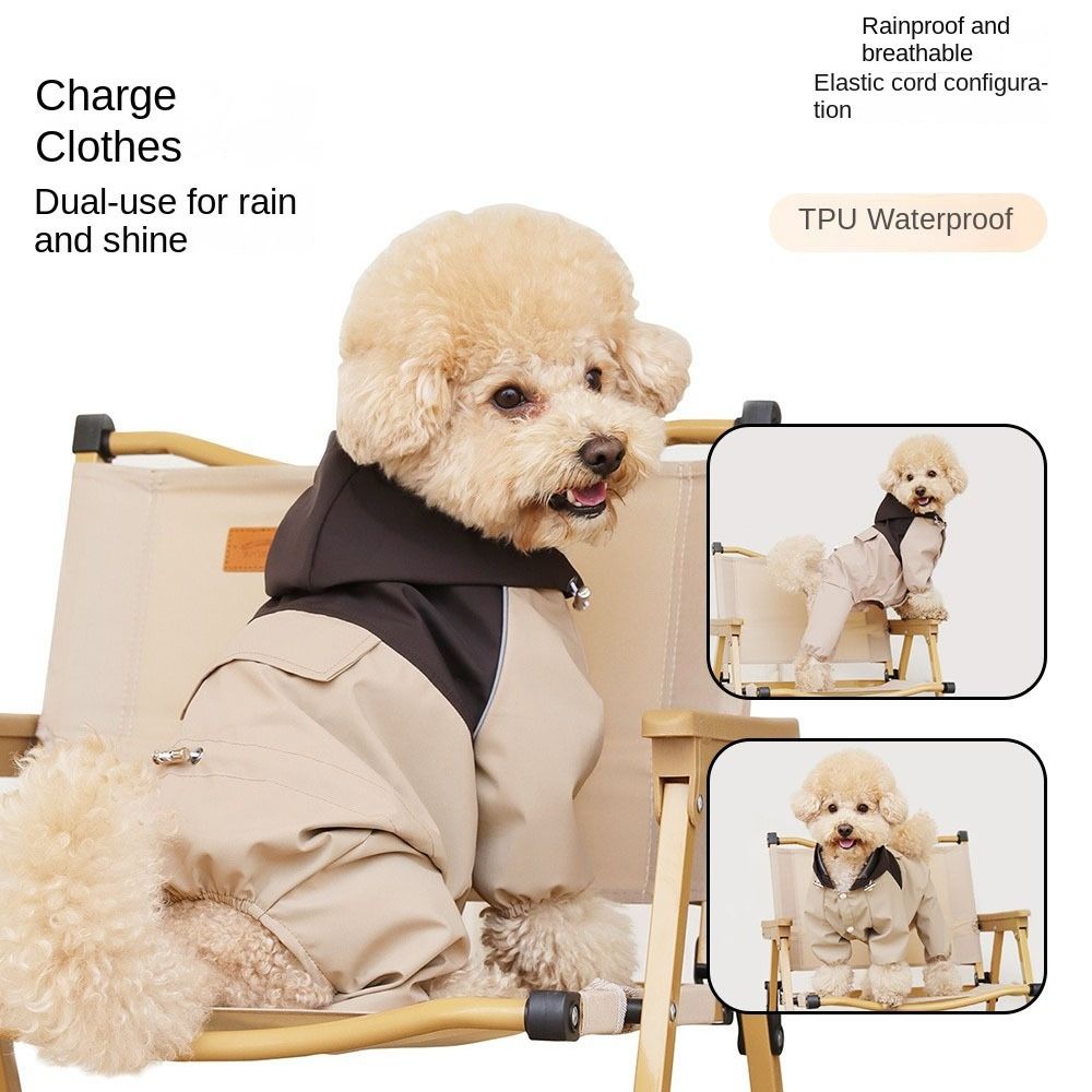 Fashion Reflective Dog Raincoat Waterproof Breathable Pet Hooded Clothes Four Legged High-Visibility Pet Rain Jacket for Dogs Pet