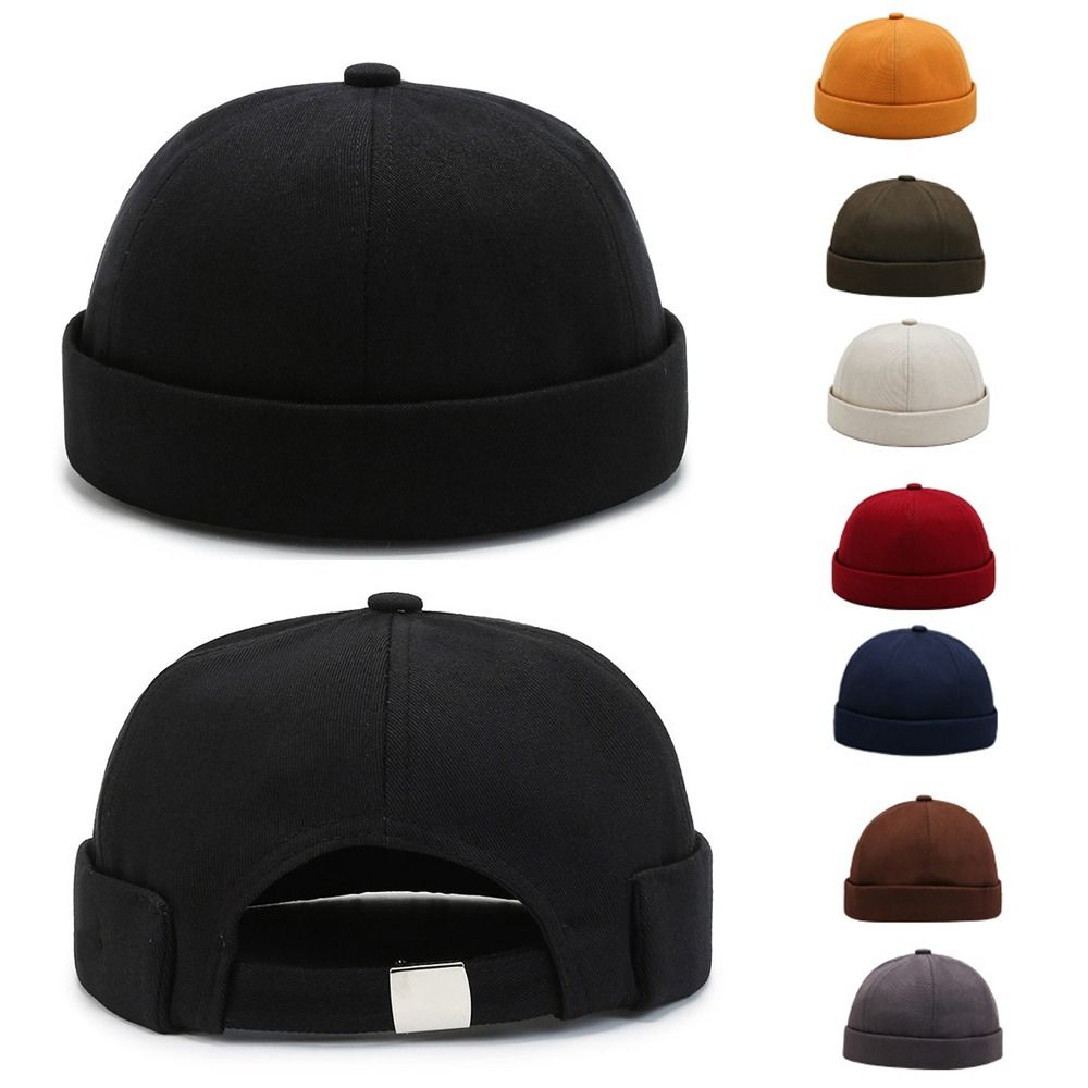Casual Wear Cotton Brimless Hat Breathable Vintage Docker Hats Solid Color Hip Hop Hats Unisex