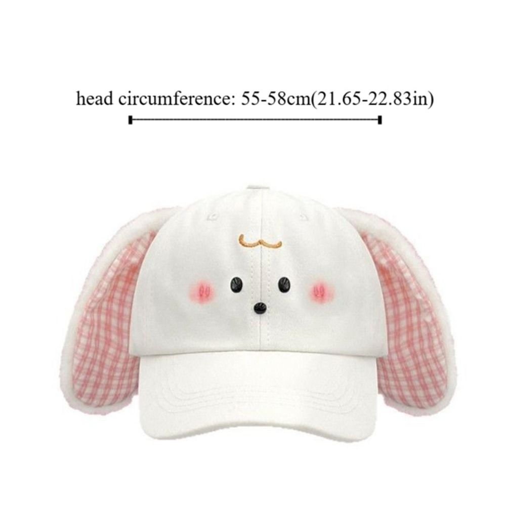 Trendy Cute Baseball Cap Plush Rabbit Ear Y2k Peaked Cap Versatile Plaid Sunscreen Hat Female
