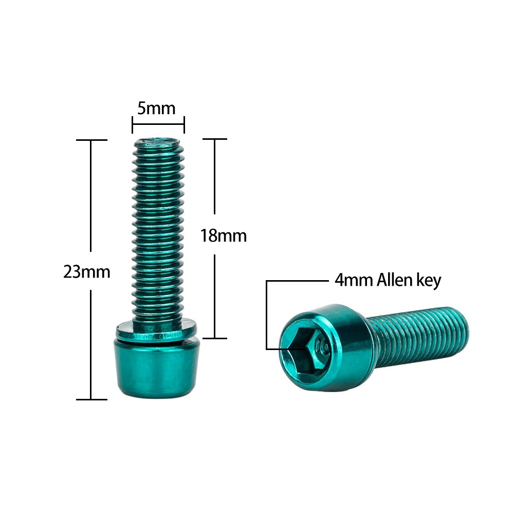 6PCS MTB M5*18mm Bike Stem Bolts Stainless Steel Titanium-plated Bicycle Riser Screws Durable Not Easy To Rust for Road Bike/Bike Handlebar/Riding