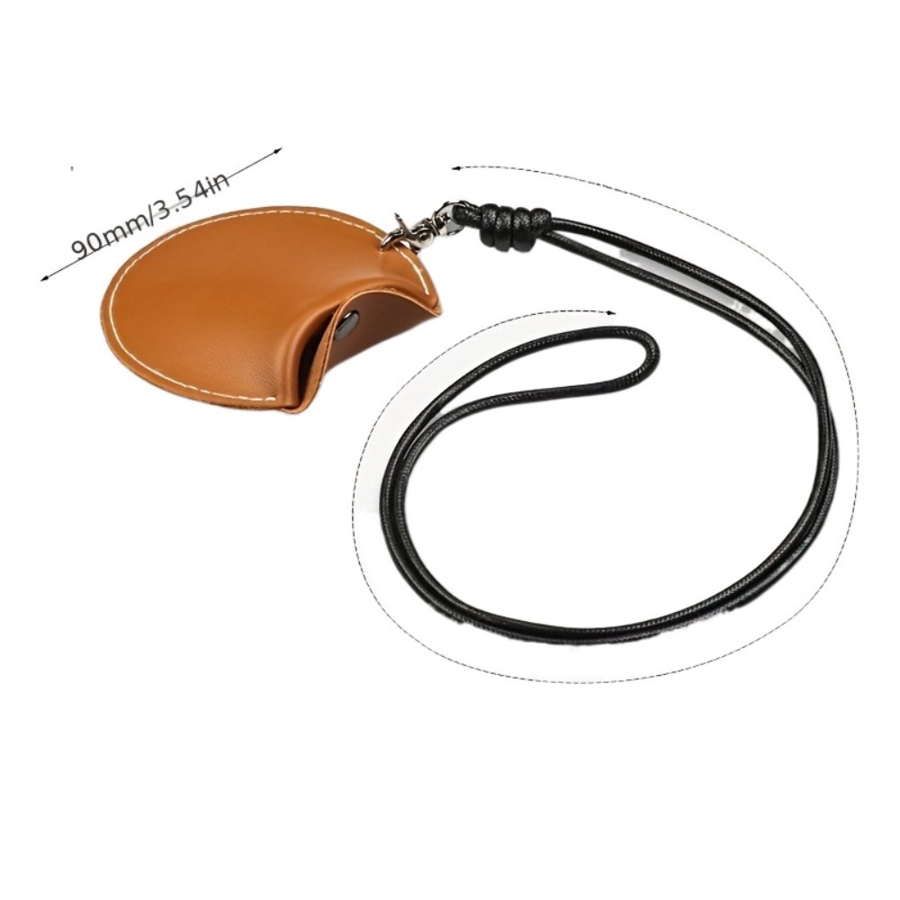 Portable PU Hanging Neck Coin Purse Round Mini Wallet PU Coin Purse Small Items Bag Storage Bag Hanging Neck Earphone Bag Daily
