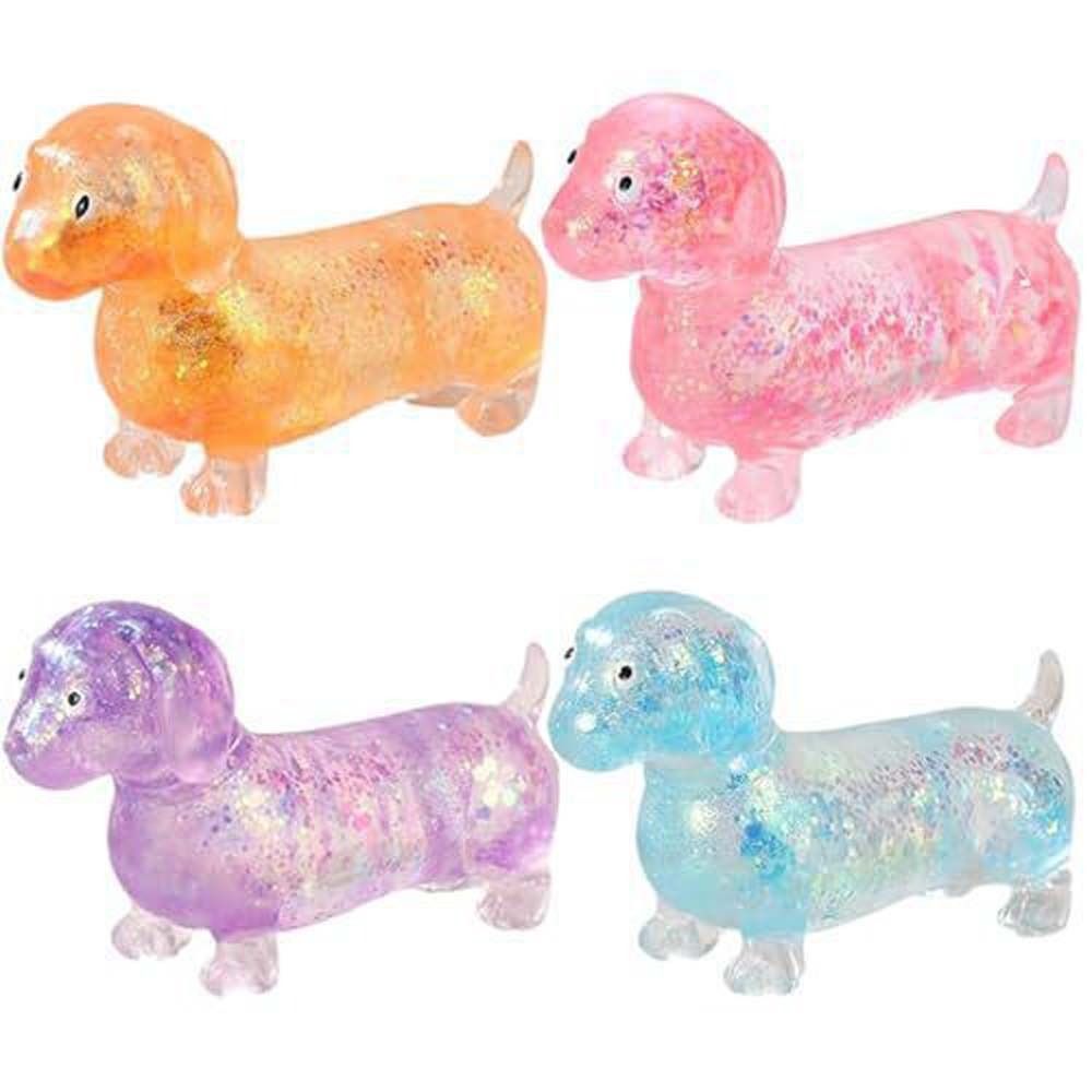 Funny Cute Puppy Sausage Dog Fidget Maltose Texture Sparkling Powder Slow Rising Toys Pinch Soft Simulation Squishy Toys Children Gifts
