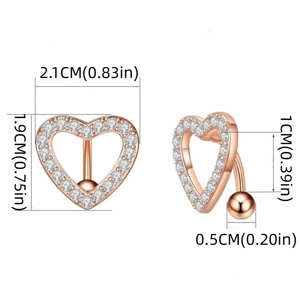 New Stainless Steel Navel Barbell Jewelry Unique Heart Belly Button Ring Sparkling Individual Navel Ring Women