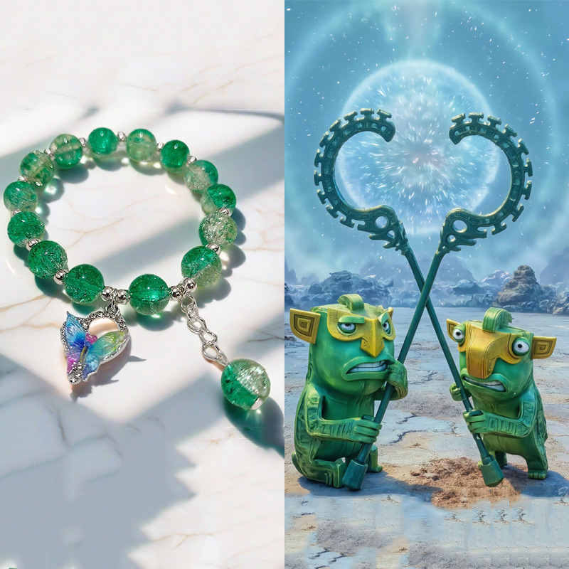arrivals】Nezha derived impression of the enchment beast butterfly colored glaze bracelet female Mori bracelet