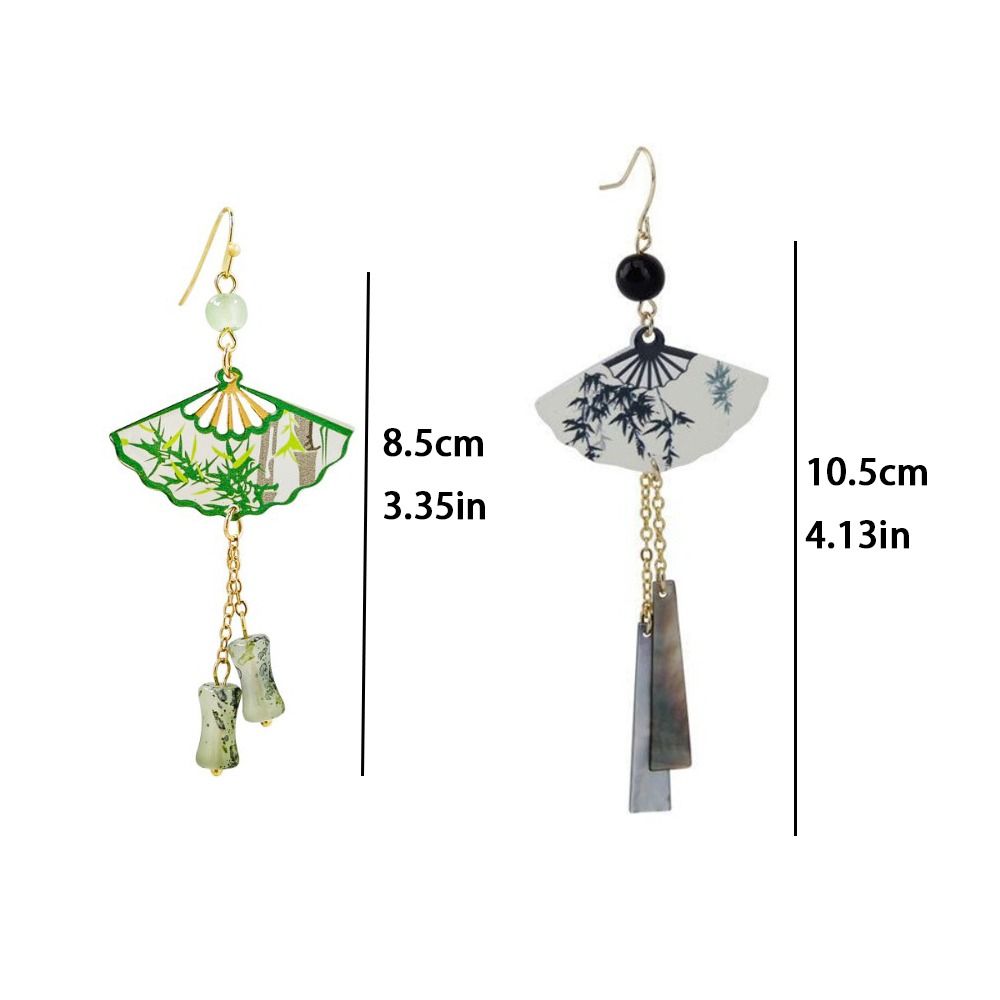 Leaf Fan Shaped Drop Earrings Tassel Elegant Chinese Style Earrings Accessories Ear Jewelry Exaggerated Long Earrings Party