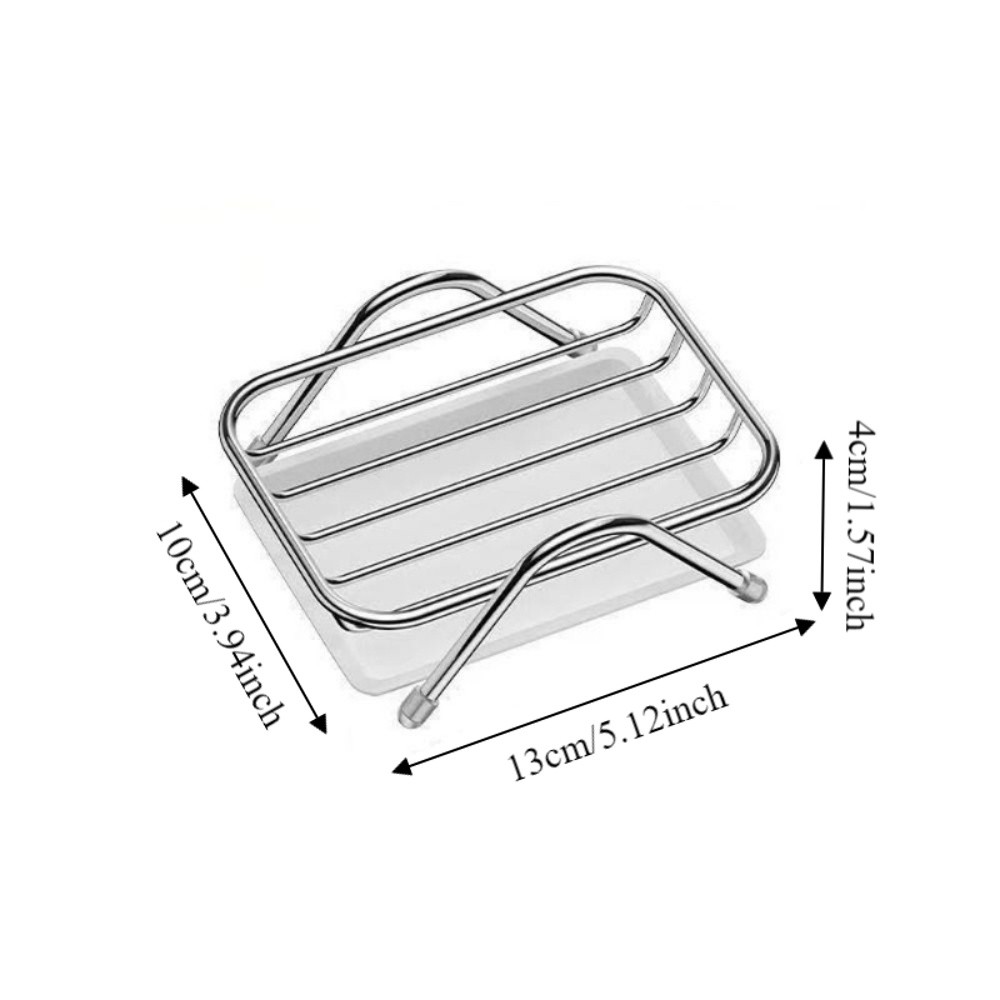 2PCS Durable Non-Slip Stainless Steel Soap Rack Space Saving Rustproof Soap Storage Rack with Drain Tray Moisture-Proof Self Draining Soap Dish for Bathroom