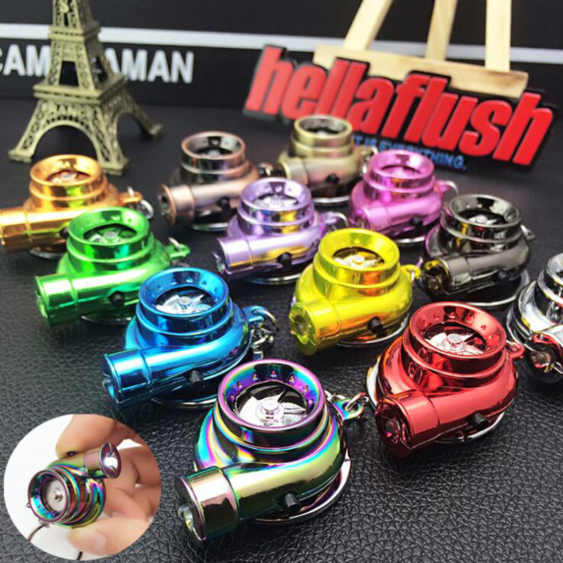 1Pc Mini Turbo Turbocharger Spinning Turbine Car Interisor Accessorie Keyring