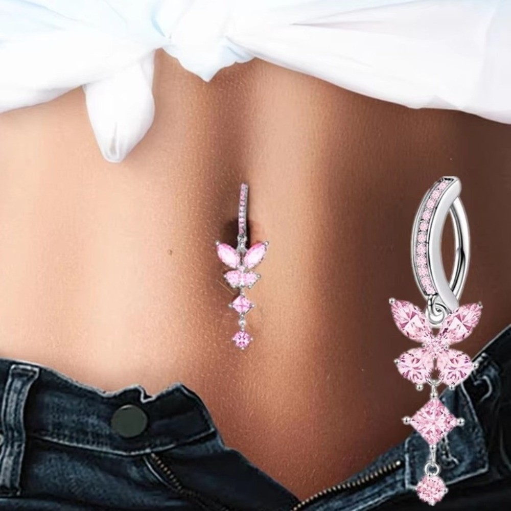 Holiday Simple Belly Button Rings Flower Navel Ring Stainless Steel Body Piercing Jewelry