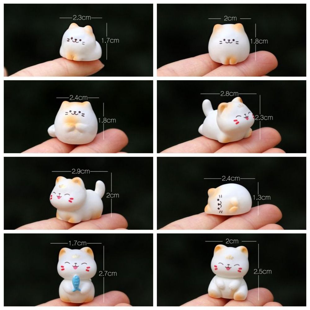 Mini Wealth Cat Model Cartoon Animal Figurine Kawaii Animal Ornaments Resin Material Mini Resin Crafts Cat Figurine Home Decor
