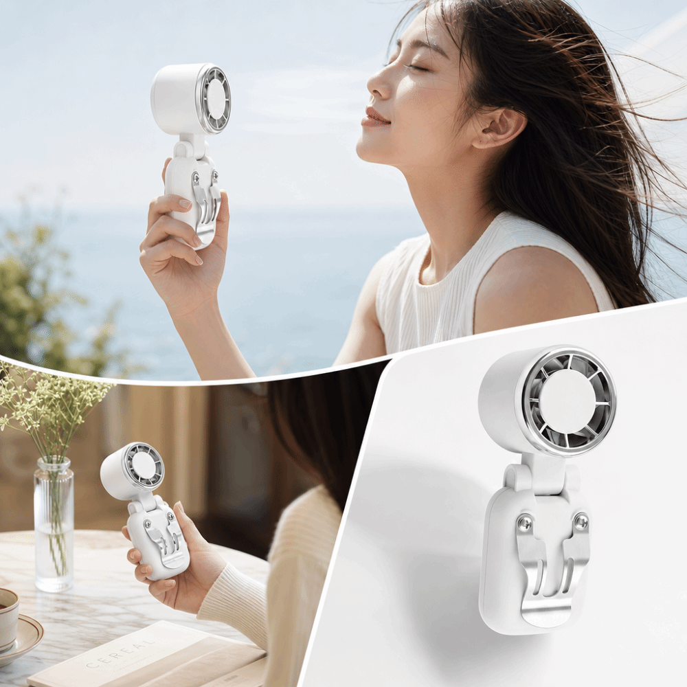 Compact Shape Long Lasting Battery Foldable Clip On Fan Foldable Lightweight Body Turbine Wind Wheel Portable Handheld Fan Multiple Usage Ways Simple Control Keys Turbine Small Fan Outdoor Use