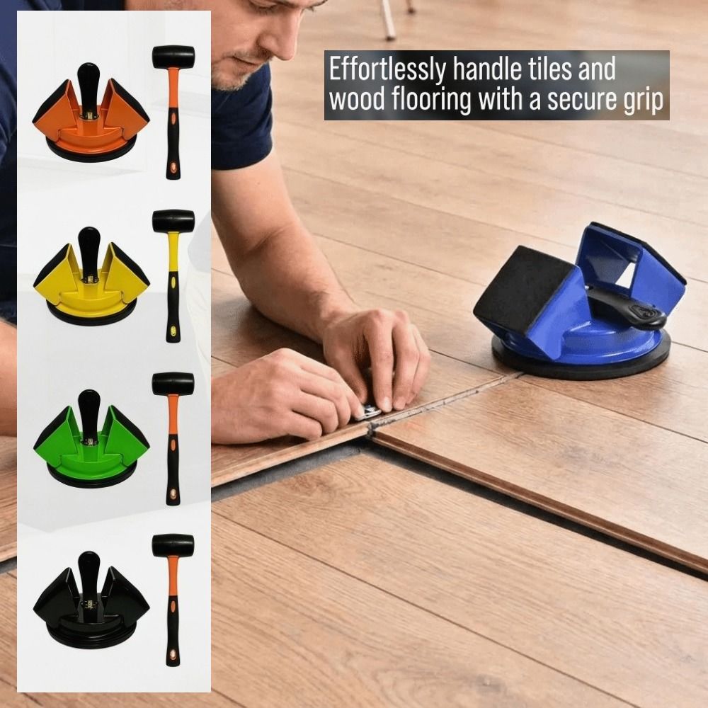 Wood Flooring Portable Tile Suction Cup Lifter 45 Degree with Rubber Hammer Suction Cup Floor Lifter Repair Kit Sticky Pads Tile Leveling Tool Home Repair
