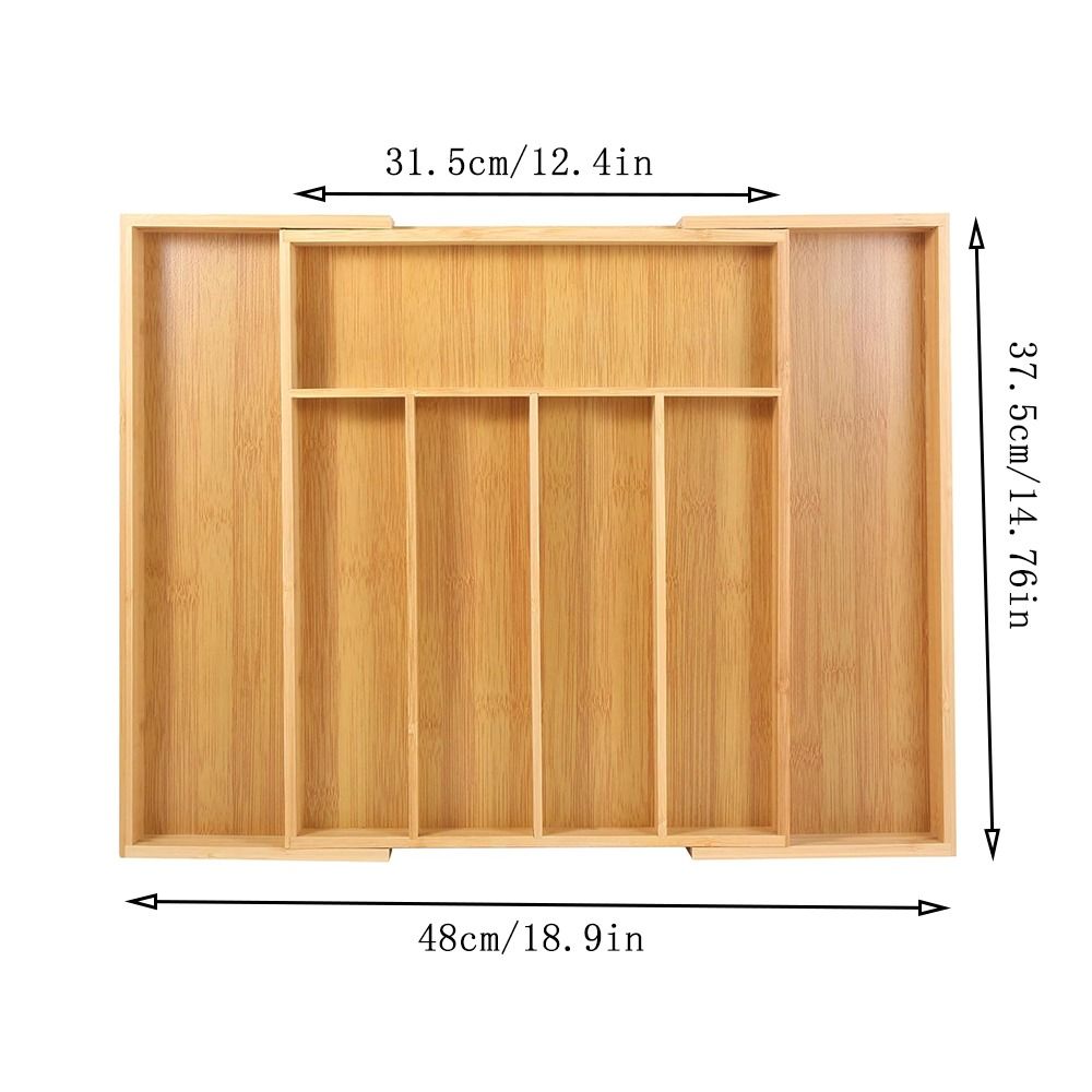 Silverware Tray Bamboo Utensil Drawer Organizer Expandable Natural Cabinet Drawers Dividers Wooden Adjustable Grooved Cutlery Tray Kitchen