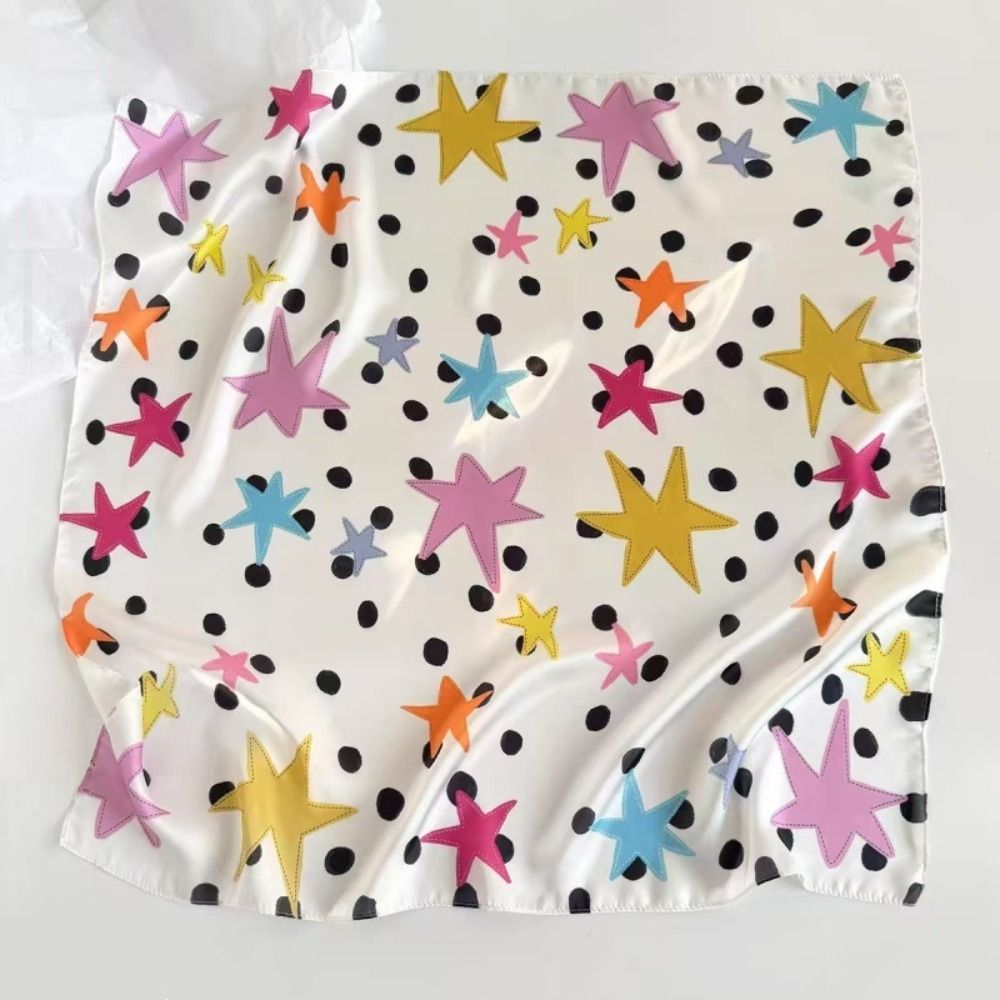 Retro Printed Star Print Scarf Y2K Spicy Girls Leopard Print Silk Scarf Hip Hop Headband Punk Bandana Vacation