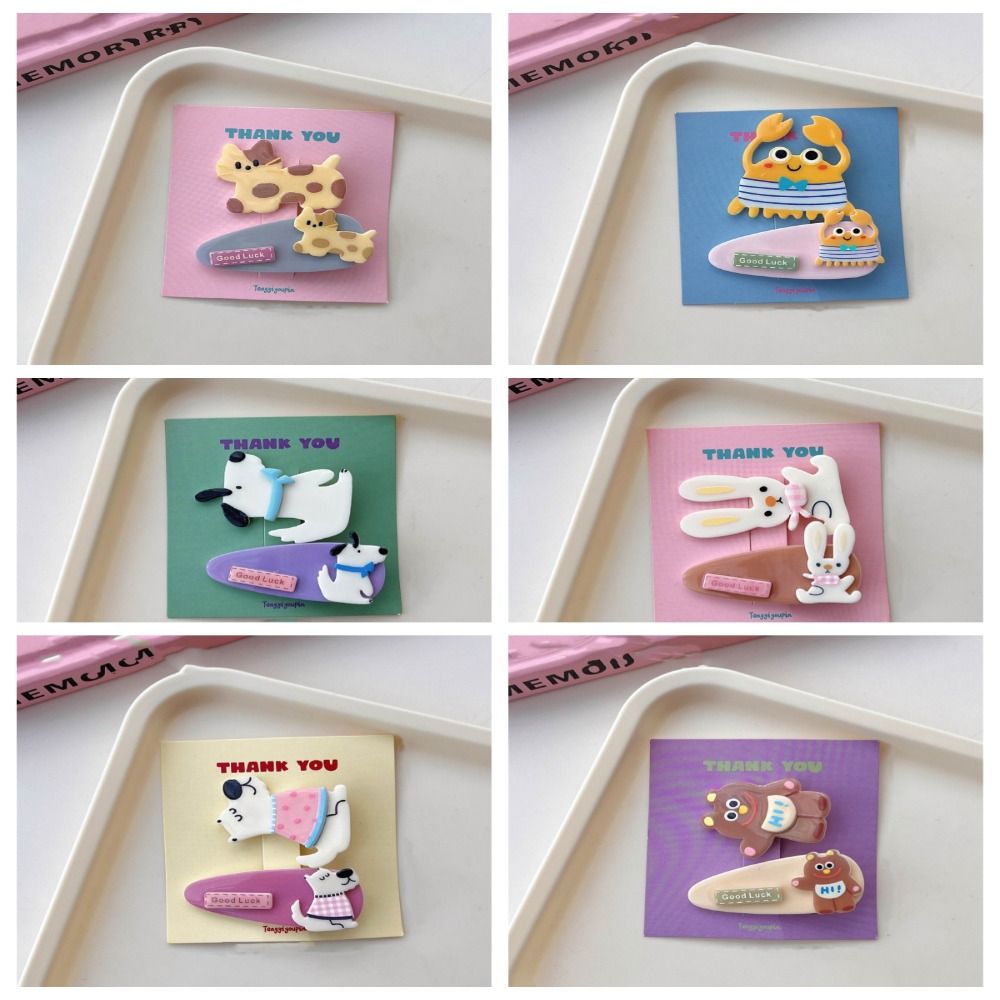 Sweet Kawaii Cartoon Mini Hair Clip Animal Bear Clip Duckbill Clip Hairpin Cute Barrettes Set Kids
